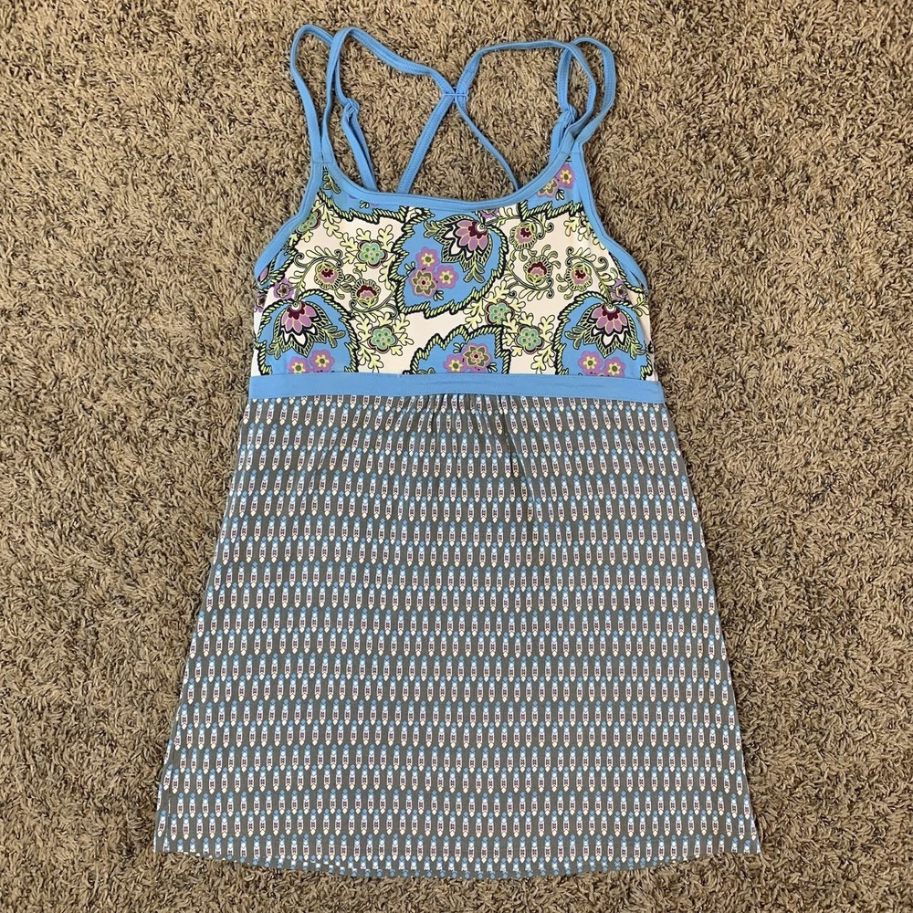 Athleta Bolinas Cami Tunic Womens Small Blue Paisley Athleisure 306011 - Picture 1 of 7